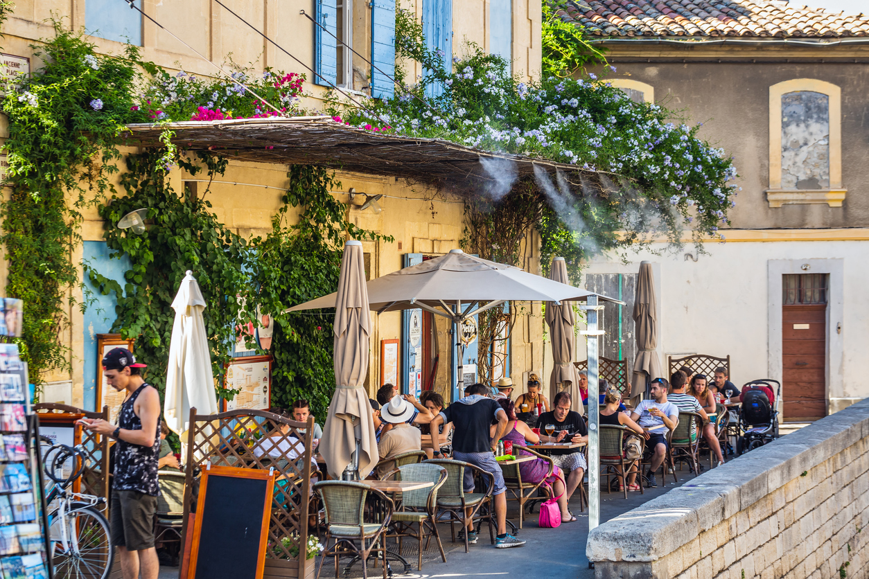 Terrace of a restaurant in Provence